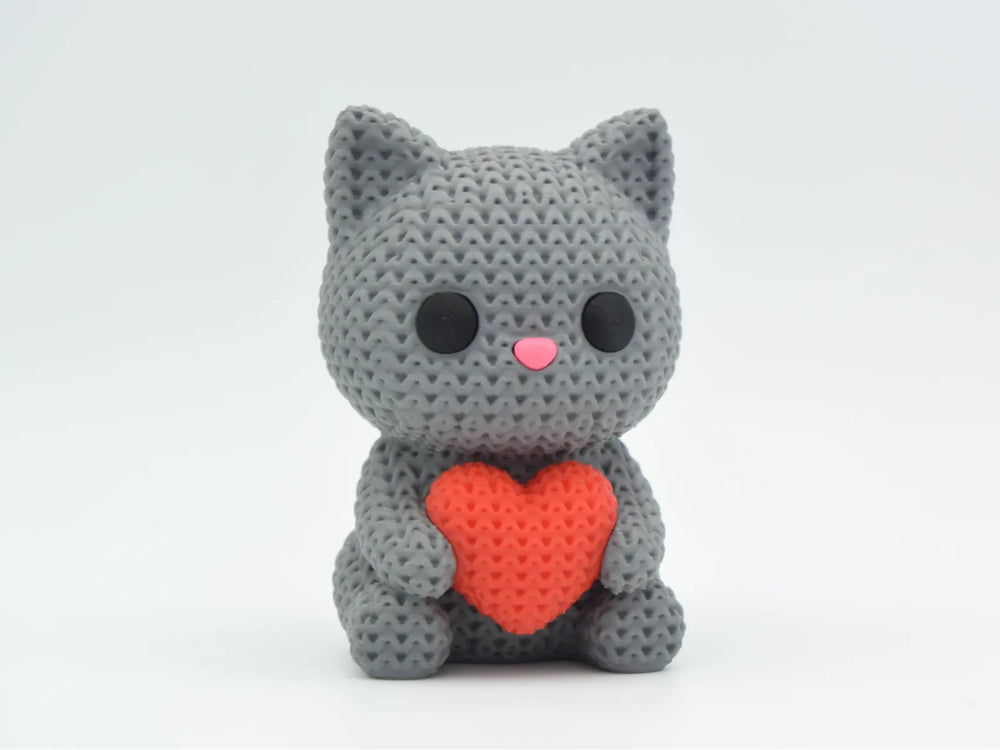 GESTRICKTE KATZE MIT HERZ - VALENTINSTAG