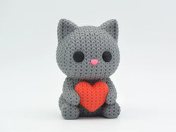 GESTRICKTE KATZE MIT HERZ - VALENTINSTAG