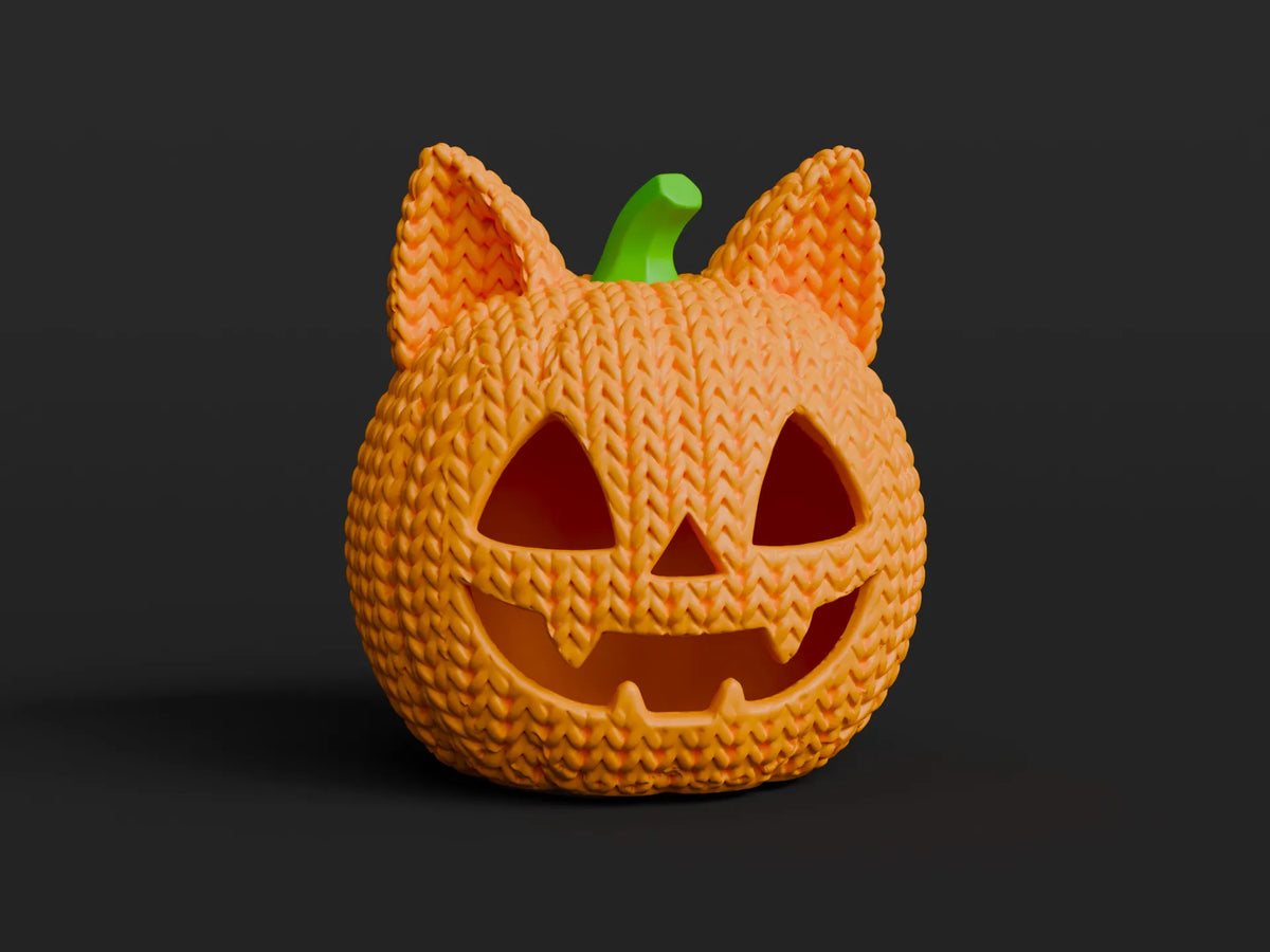 GESTRICKTER JACK-O'-LANTERN-KATZENKÜRBIS - HALLOWEEN