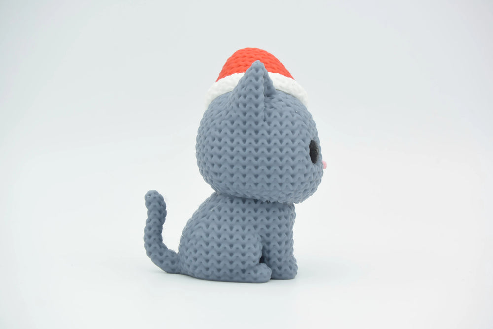 GESTRICKTE KATZE MIT WEIHNACHTSMÜTZE - WEIHNACHTEN