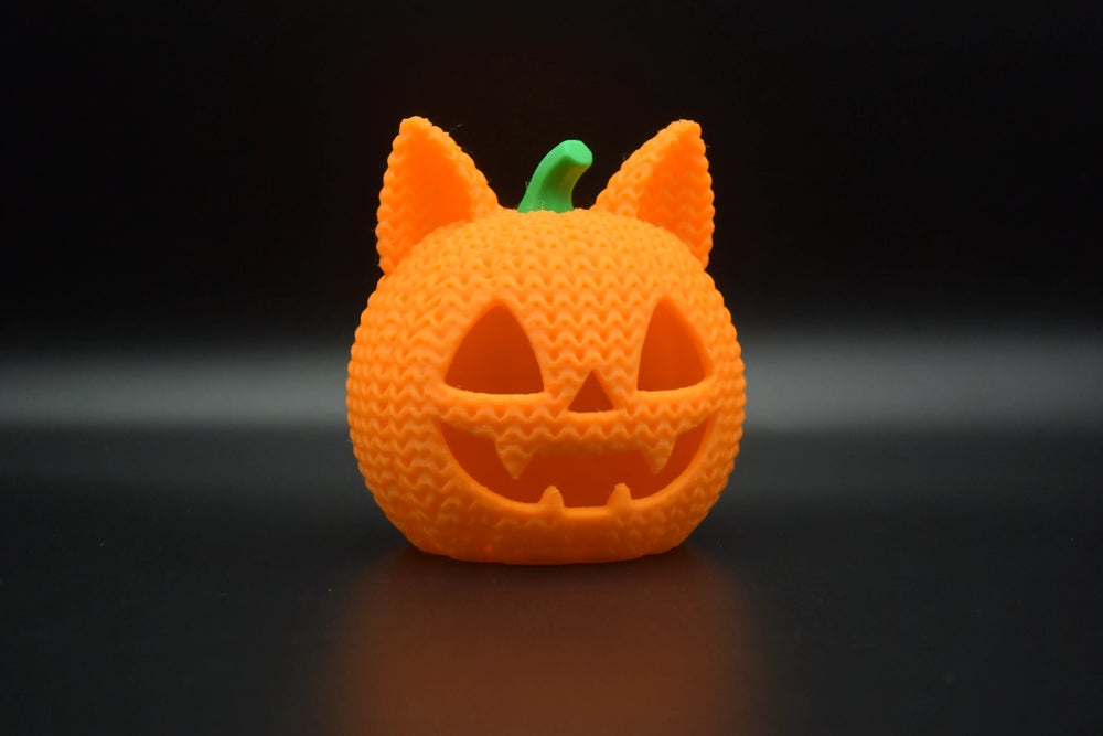 GESTRICKTER JACK-O'-LANTERN-KATZENKÜRBIS - HALLOWEEN