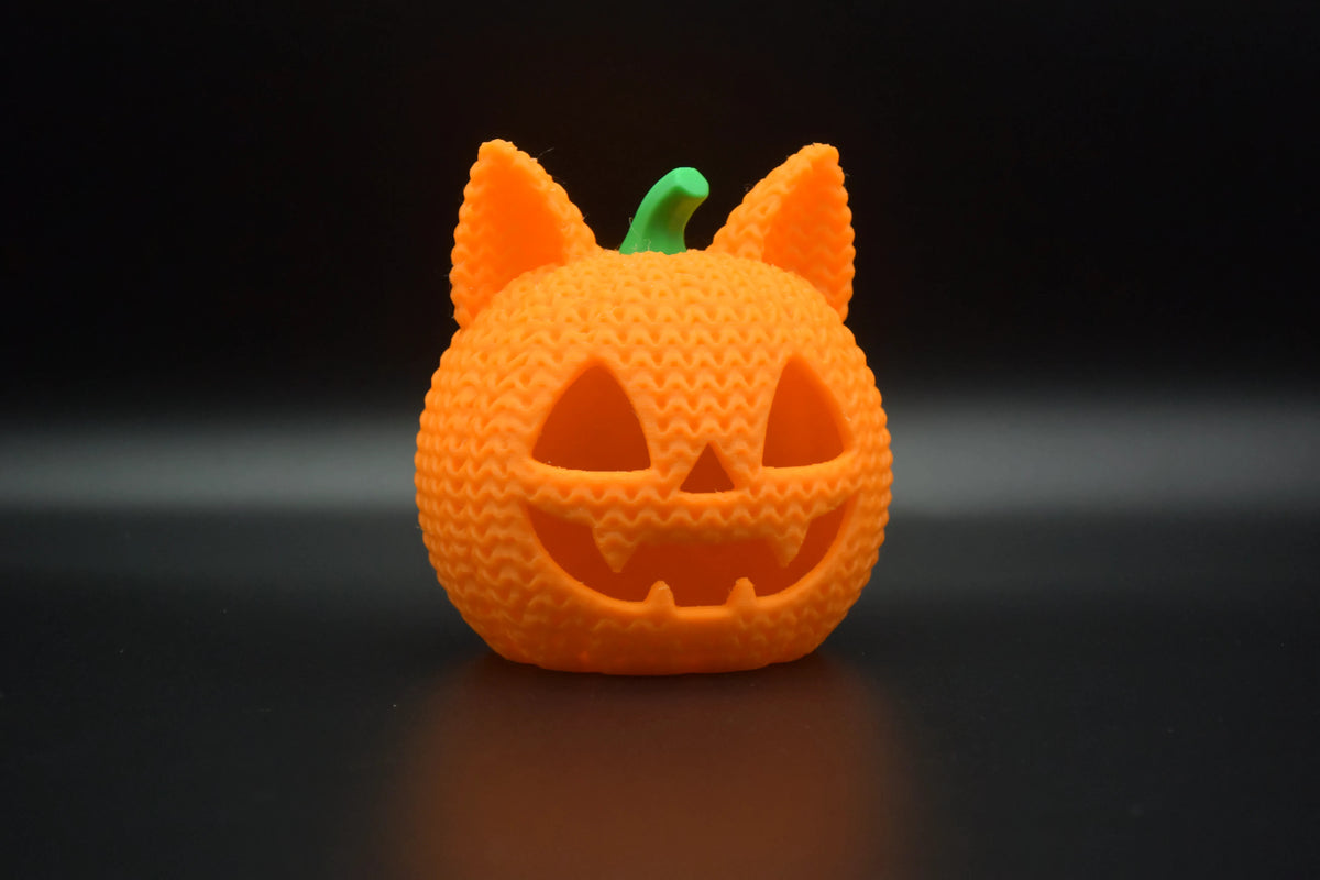 GESTRICKTER JACK-O'-LANTERN-KATZENKÜRBIS - HALLOWEEN