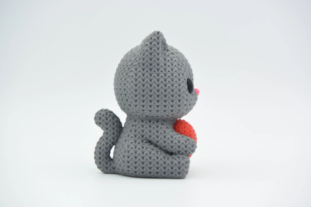 GESTRICKTE KATZE MIT HERZ - VALENTINSTAG