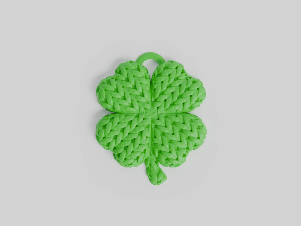 GESTRICKTER 4-BLÄTTRIGER KLEEBLATT SCHLÜSSELANHÄNGER