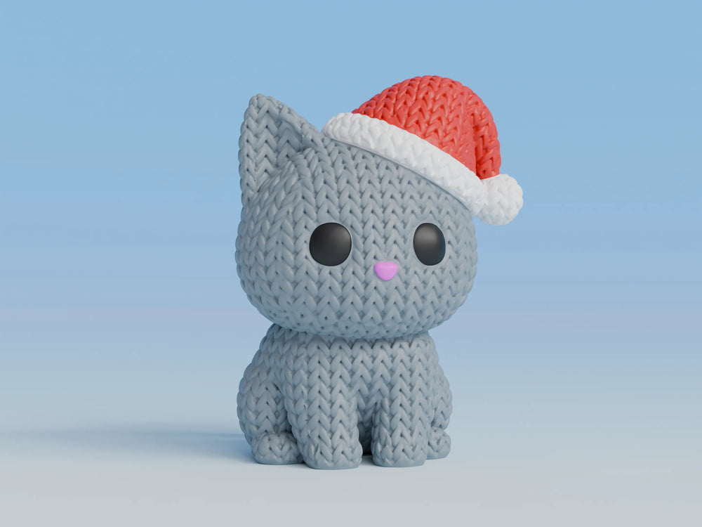 GESTRICKTE KATZE MIT WEIHNACHTSMÜTZE - WEIHNACHTEN