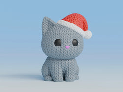 GESTRICKTE KATZE MIT WEIHNACHTSMÜTZE - WEIHNACHTEN