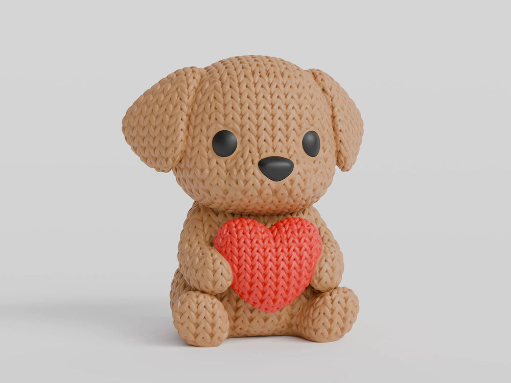 GESTRICKTER HUND MIT HERZ - VALENTINSTAG