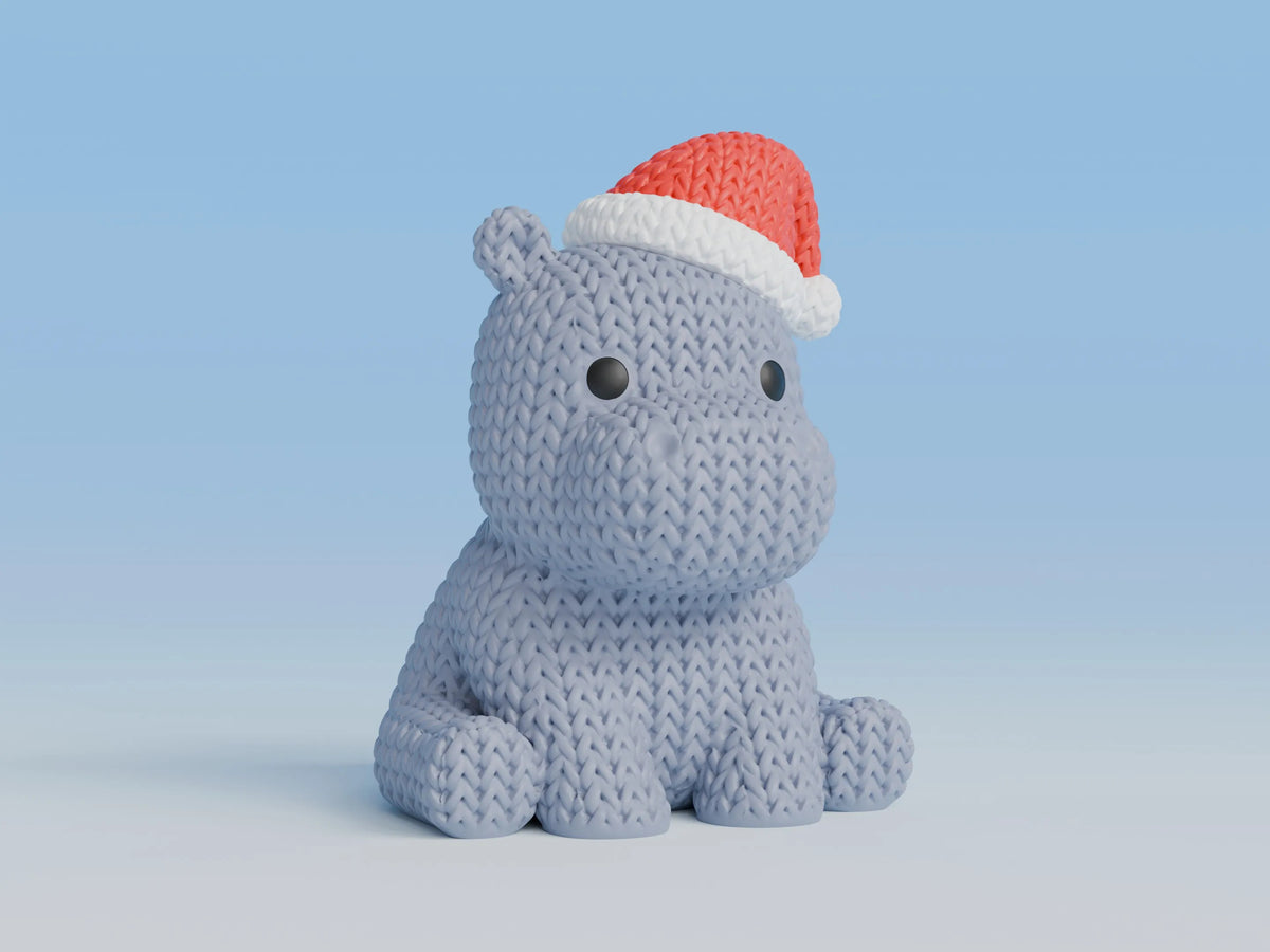 GESTRICKTES NILPFERD MIT WEIHNACHTSMÜTZE - WEIHNACHTEN