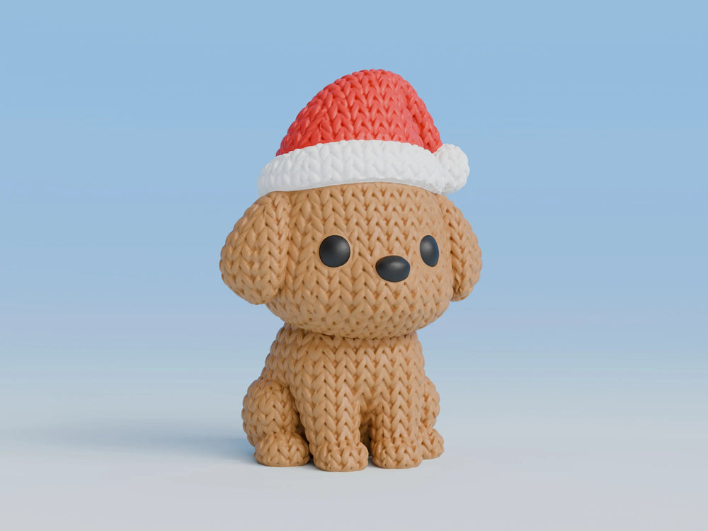 GESTRICKTER HUND MIT WEIHNACHTSMÜTZE - WEIHNACHTEN