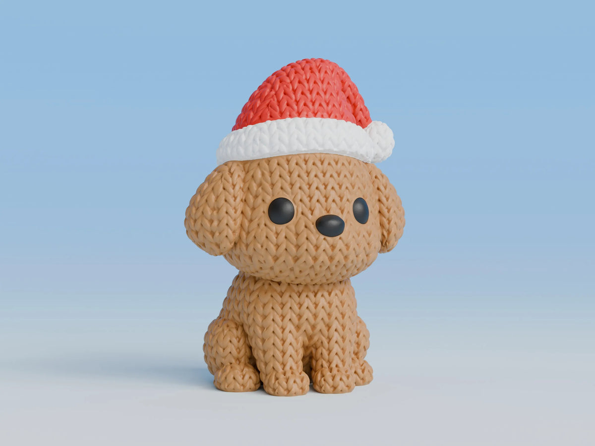 GESTRICKTER HUND MIT WEIHNACHTSMÜTZE - WEIHNACHTEN
