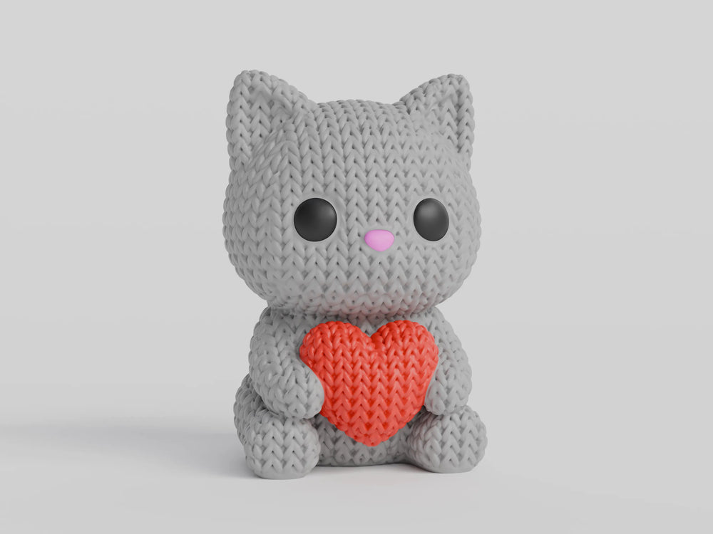 GESTRICKTE KATZE MIT HERZ - VALENTINSTAG