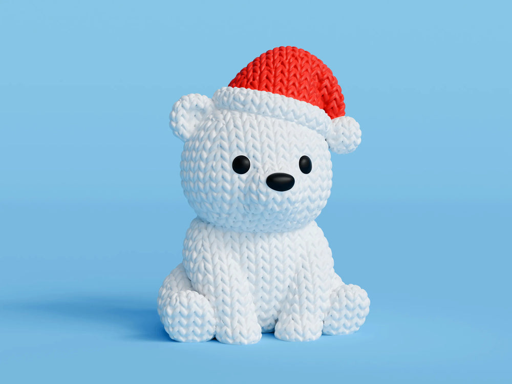 GESTRICKTER EISBÄR MIT WEIHNACHTSMÜTZE - WEIHNACHTEN