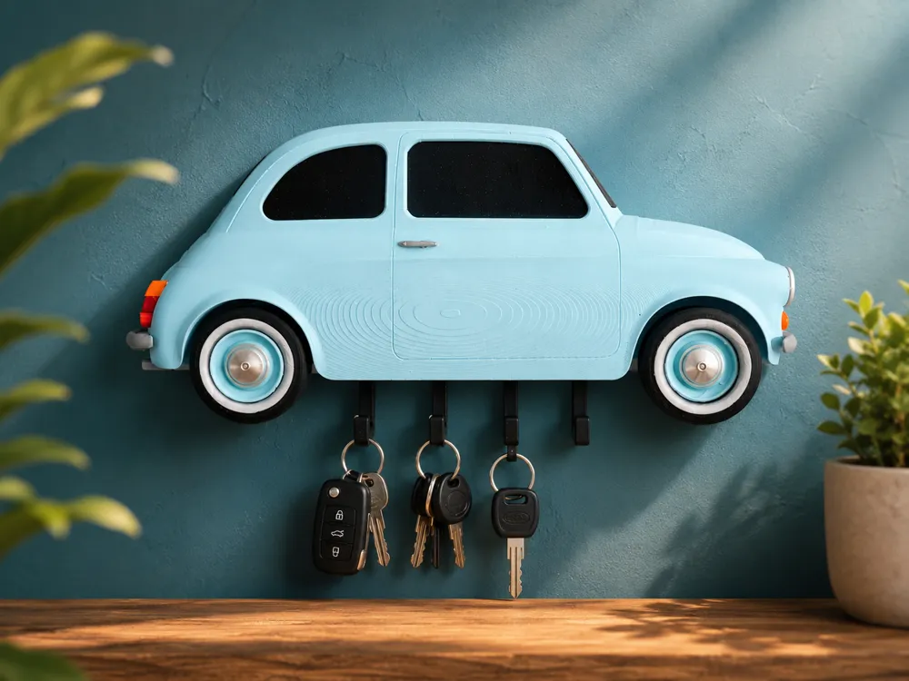 Fiat 500 1970 Schlüsselhalter – 3D-Druck-Zauber