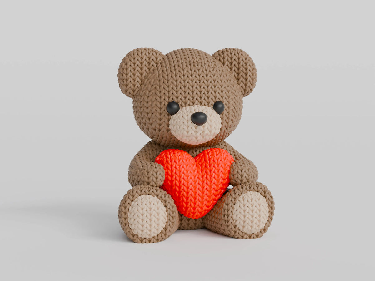 GESTRICKTER VALENTINSTAG-TEDDYBÄR